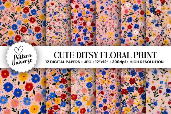 Download Cute Ditsy Floral Print Digital Papers - Floral print Collection