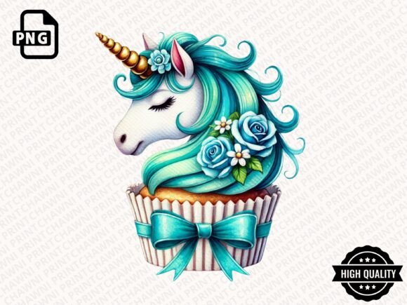 Download Watercolor Unicorn Cupcake Clipart PNG - Premium Bundle
