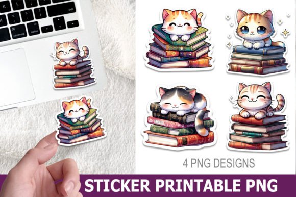 Download Halloween Cat and Books Sticker Designs - Sticker design Collection