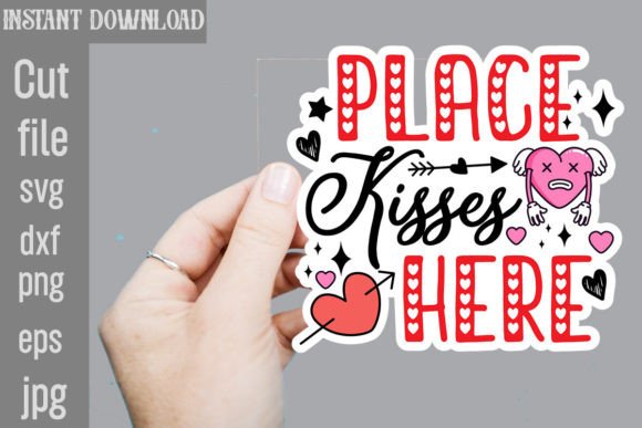 Download Place Kisses Here SVG Sticker Designs - Sticker design Collection