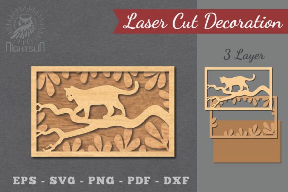 Download Cat in the Tree Laser Cut Home Decor SVG - Premium Resources